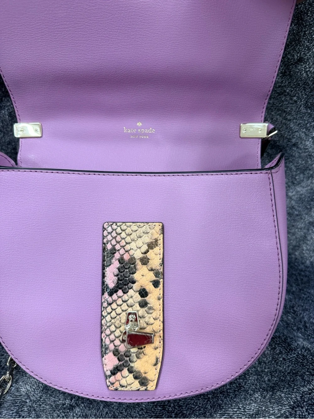 KATE SPADE NEW YORK MEDIUM CHAIN SADDLE BAG ROBYN EXOTIC PINK MAUVE